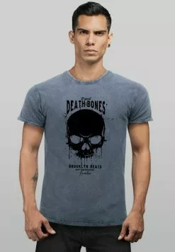 Neverless VINTAGE SKULL DEATH - T-Shirt Print - Blau