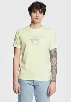 Guess SS CN GEO TRIANGLE - T-Shirt Print - Vintage Lime